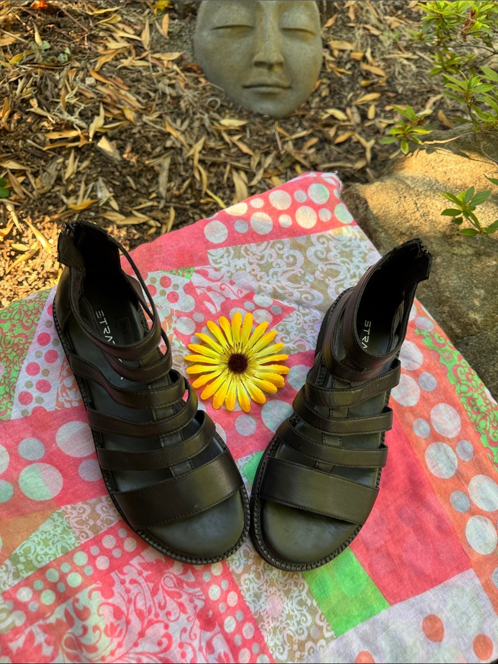 🌞 STRATEGIA; Black Leather Italian Designer Gladiator Sandals; Women’s Size 9! - Picture 15 of 15